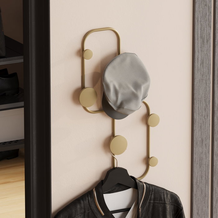 Wallity Ladybug-A Gancho de Pared Metálico Dorado